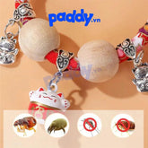 Vòng Cổ Tết Đỏ Cho Chó Mèo Gắn Charm Hạt Gỗ 25-32cm - Paddy Pet Shop